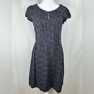 Gap Navy Blue Mini Pleated Dress Women’s Size 4 Tan Stripe Pattern Summer